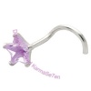 Claw Set Star Jewel - Lav  - Silver Nose Stud